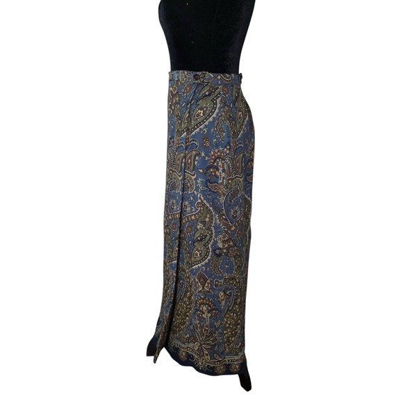 Vintage Harold's Paisley Maxi Skirt Blue Brown Rayon Size 6 Boho Modest USA - Picture 4 of 10
